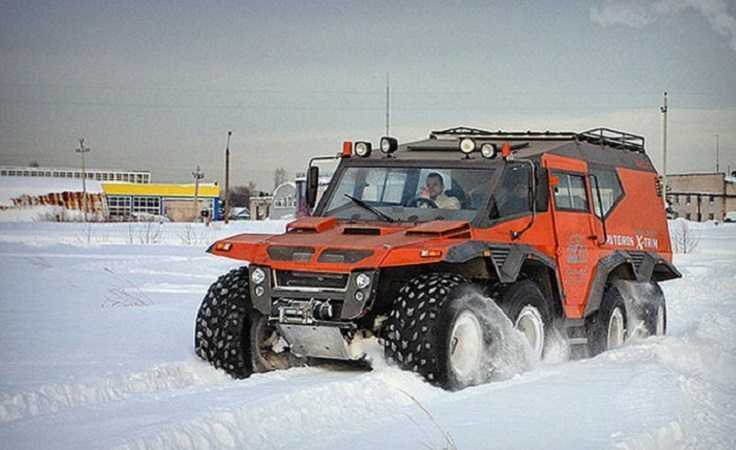 Shaman All Terrain Vehicle Tires On Low Pressure Of Russian Production