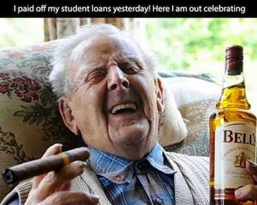 finally paid off my student loans this is me out celebrating. funny old man meme