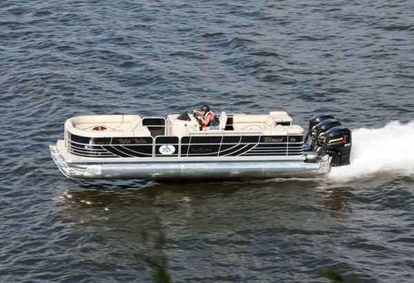 Meet The World's Fastest Pontoon Boat  114MPH  Brad Rowland's 25ft South Bay 925CR powered by three Mercury Promax 300X Outboard Engines video 013