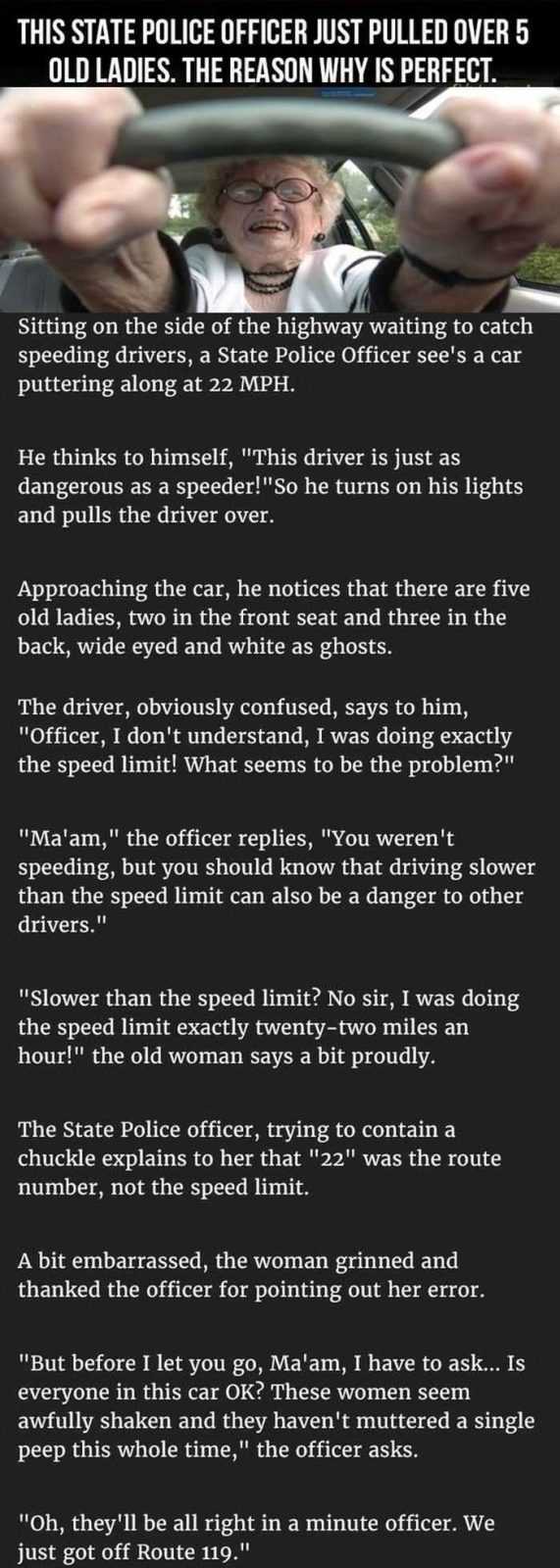 funniest story about old ladies pulled over by a cop