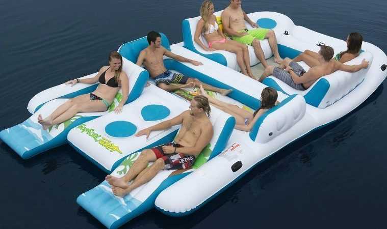Tropical Tahiti 8 Person Giant Floating Island Raft Featured