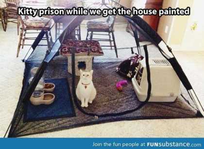 use a tent for a cat prison
