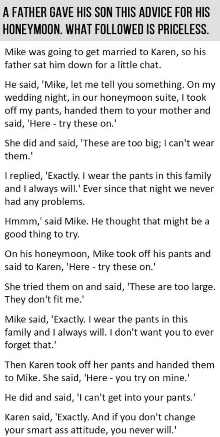 Hilarious Short Stories  This is one about a father's smartass advice