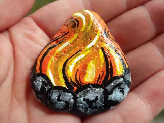 fall painted rocks  cozy fire