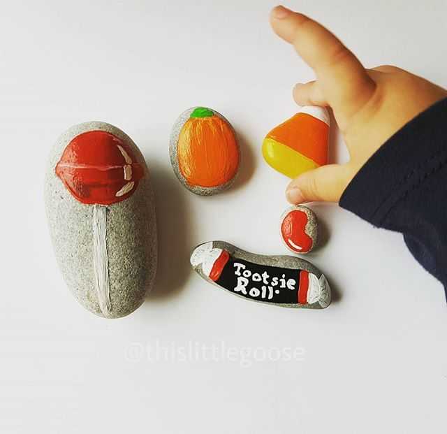 fall rock painting ideas  pumpkin tootsie roll jelly bean lollipop