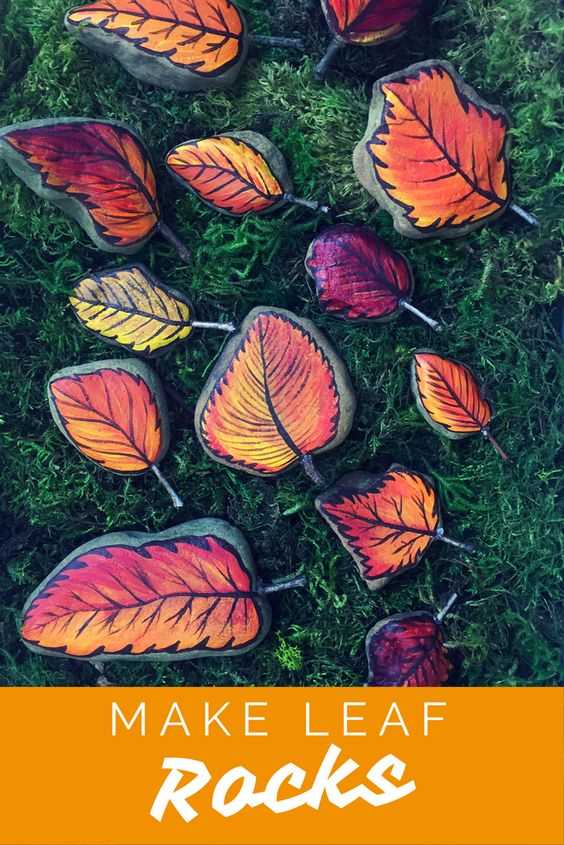 fall rock painting ideas  autumn leaves