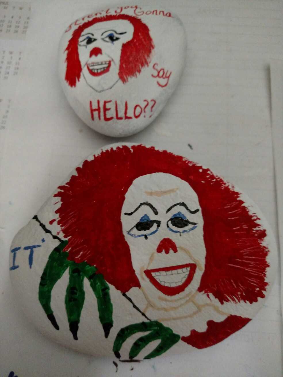 halloween rock painting ideas  clown