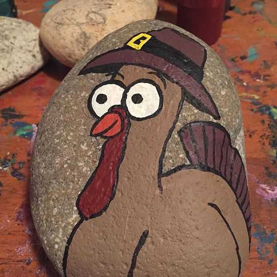 rock painting ideas for fall  turkey