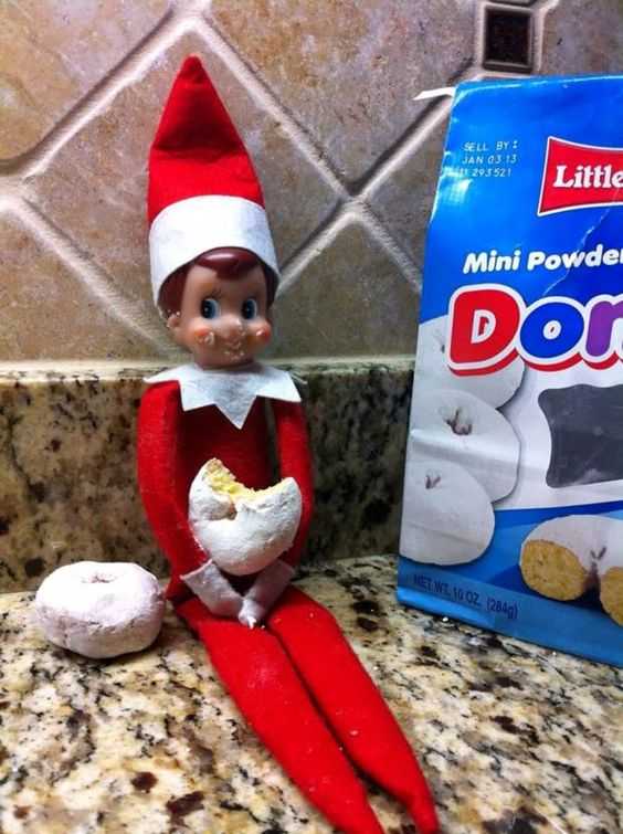 elf on a shelf  stealing donuts