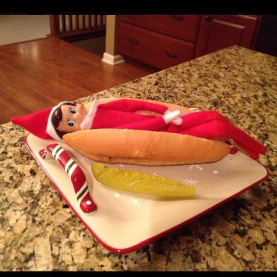 elf on a shelf kitchen  hot dog elf