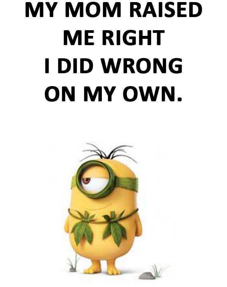 Minion quote about being raised right by mom