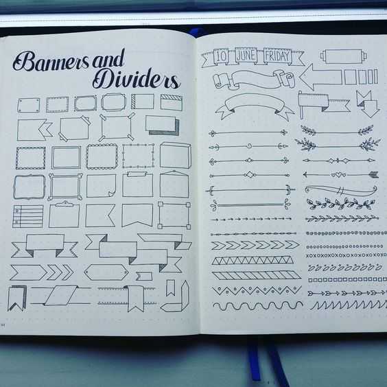 bullet journal ideas  dividers and banners suggestions