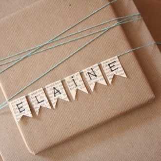DIY Gift Wrapping  Fancy Name Tags from Newspaper and brown paper