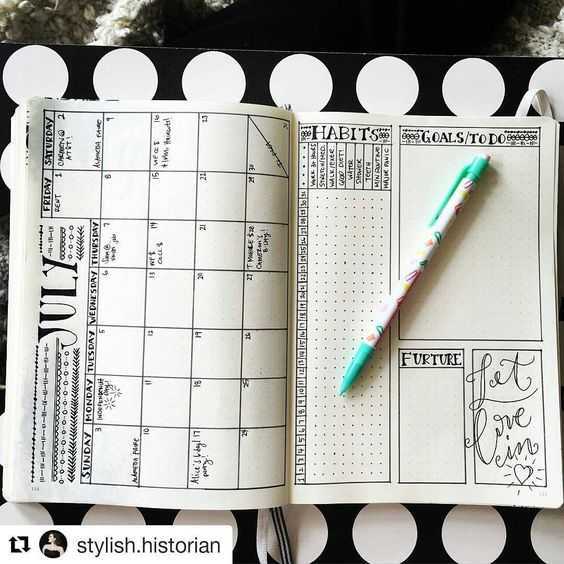 bullet journal ideas  month layout template