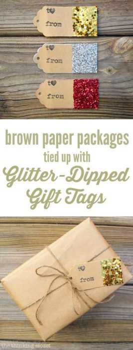 DIY Gift Wrapping  fancy tag to dress up brown wrapping paper