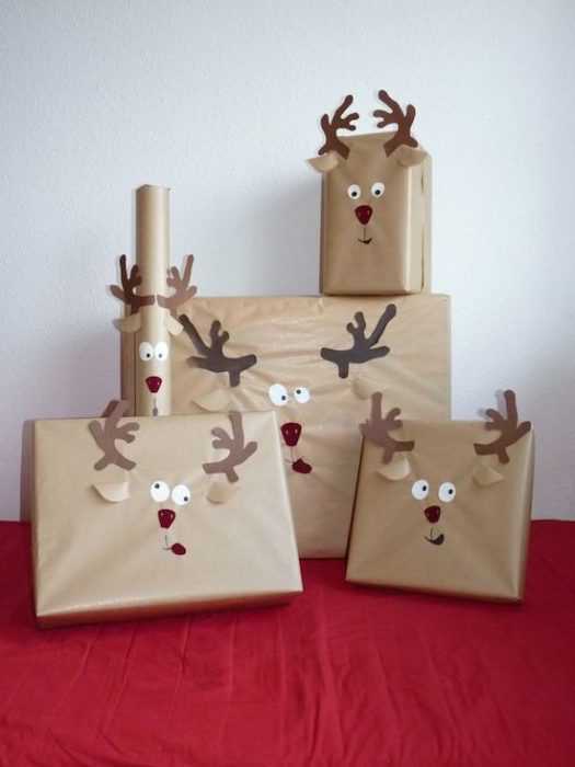 DIY Gift Wrapping  brown paper just add horns and face