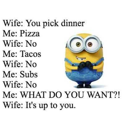 funny minion meme about dinner suggestions