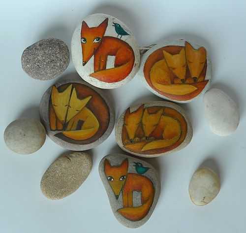 painted rock idea easy foxy ideas