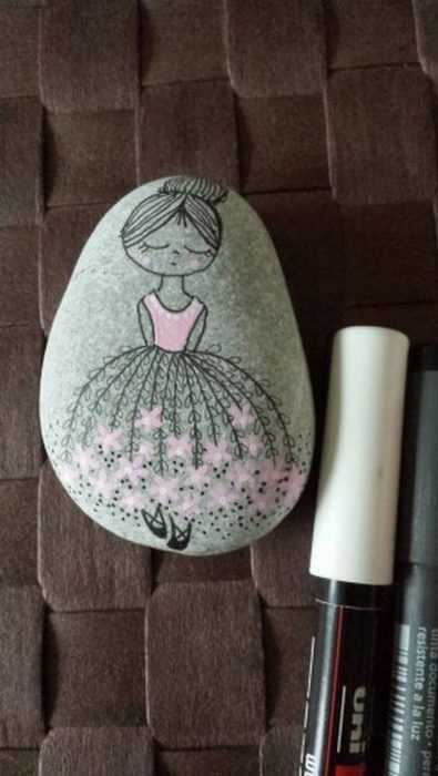 painted rock design easy  ballerina