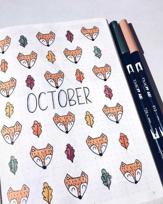 october bullet journal title page