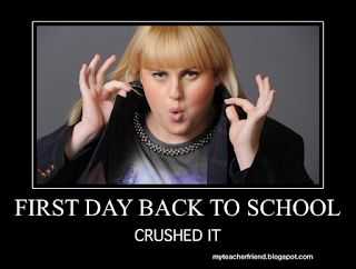meme labeled first day back to school... crushed it.