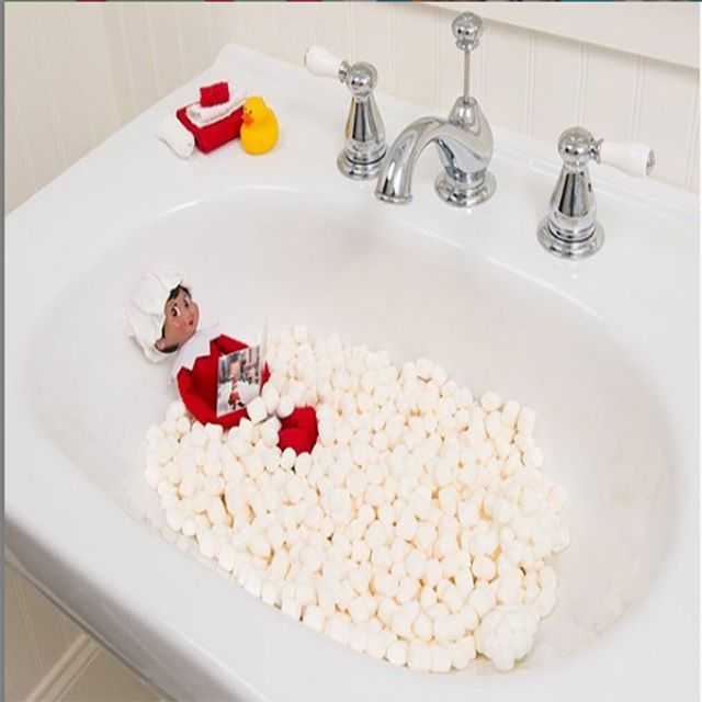 clever elf on the shelf  bubble bath marshmallows