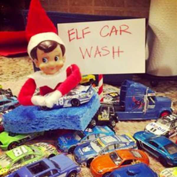 clever elf on the shelf ideas  elf car wash