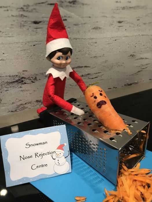 clever elf on the shelf ideas  disposing of rejected snowman noses