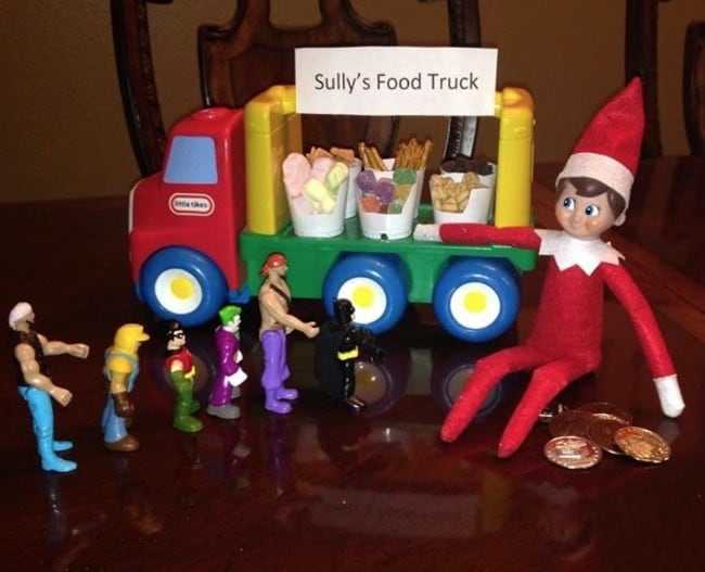 clever elf on the shelf ideas  food truck