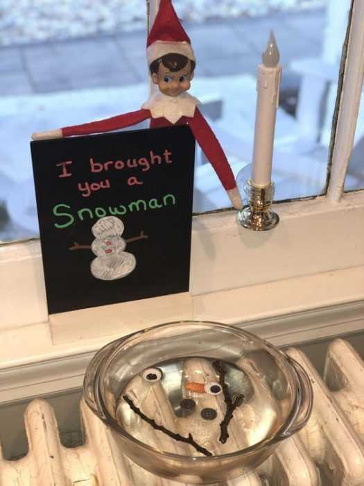 clever elf on the shelf ideas  melted snowman