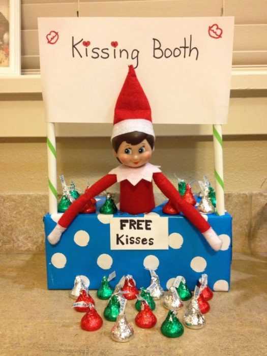 clever elf on the shelf ideas  kissing booth