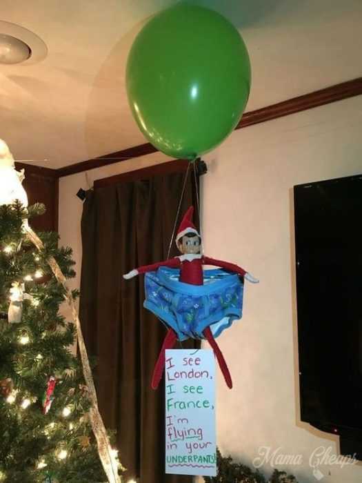 clever elf on the shelf ideas  underwear hot air balloon