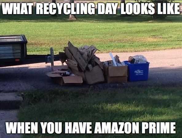 funny amazon memes  recycling after amazon prime day meme 