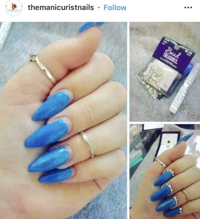 creative diy nail ideas - blue with sparkles