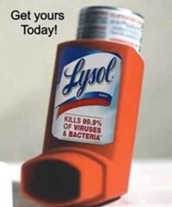 Lysol Memes Bleach Memes and Disinfectant Memes  meme of lysol as an asthma inhaler