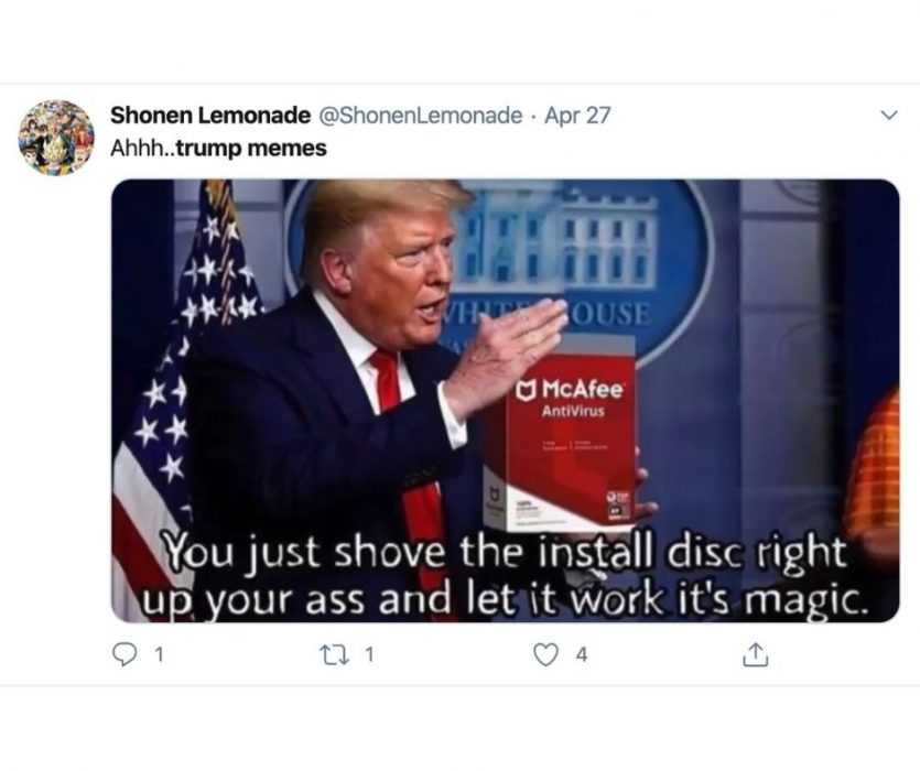 trump-memes-trump-meme-11 trump memes - trump meme showing how he may suggest using antivirus software to treat corona