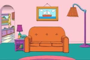 zoom background featuring the simpson's living room
