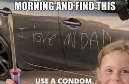 Child Writes I Love My Dad With Screwdriver On Car Doors Meme