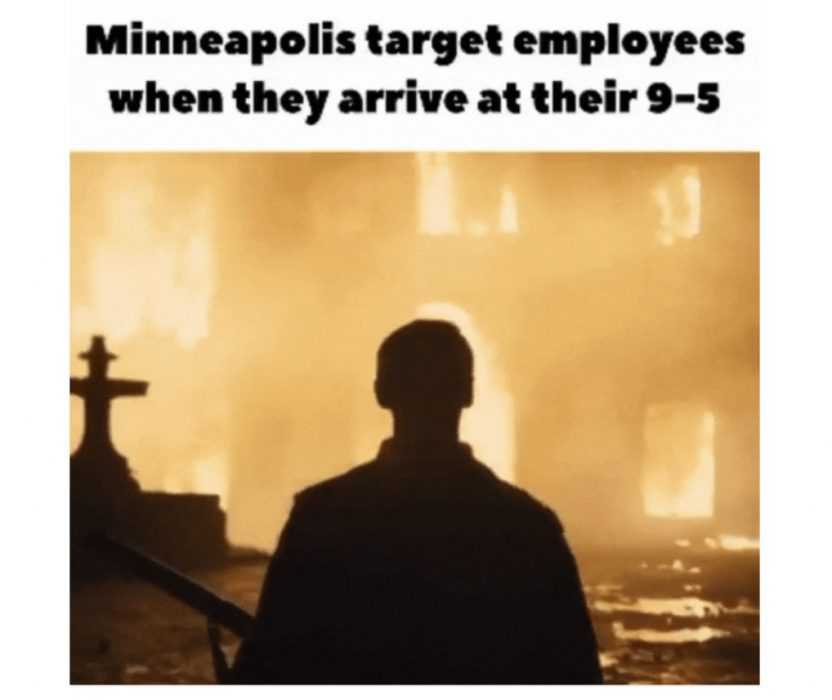 wishing-for-lockdown meme about target employees when they arrive at work