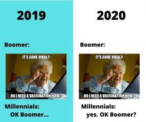 ok boomer meme on when boomers ask about going viral