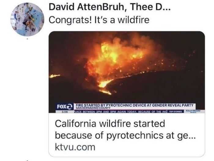 wildfire memes and gender reveal party pyrotechnics...