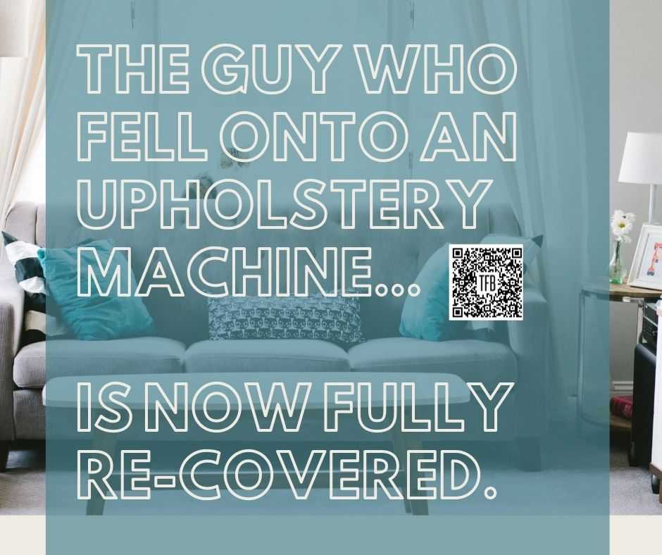 13 funny pun and clever memes  falling onto upholstery machine