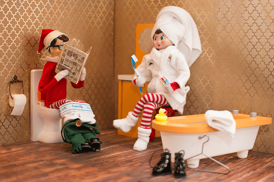 2020-Elf-In-The-Shelf-Bathroom Elf On The Shelf 2020 Ideas - Bathroom Hangout
