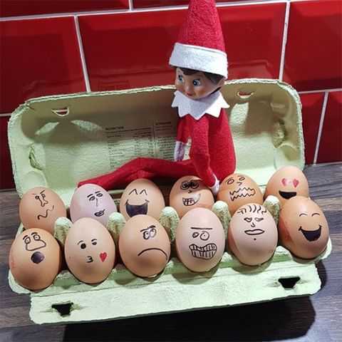 2020-Elf-On-The-Shelf-Egg-Faces Elf On The Shelf Ideas 2020 - Eggsciting Mischief