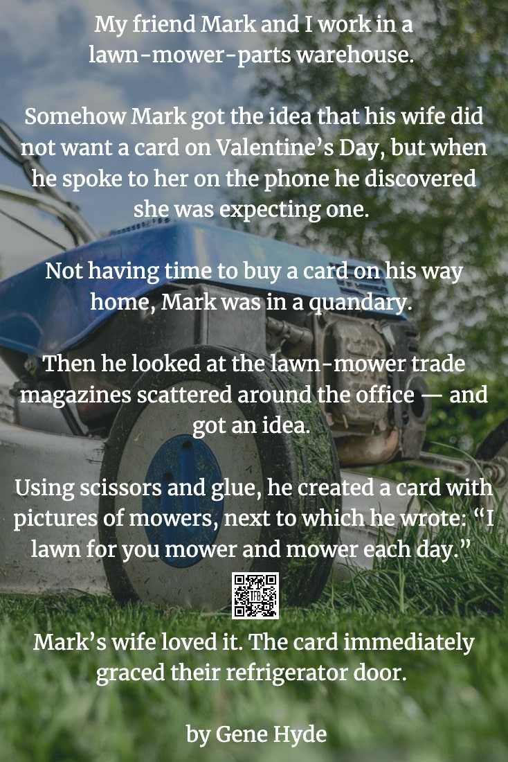 Funny joke Stories To Tell Your Boyfriend  lawn mower