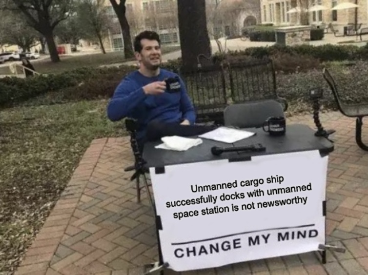 Unmanned Cargo Ship Docks Meme