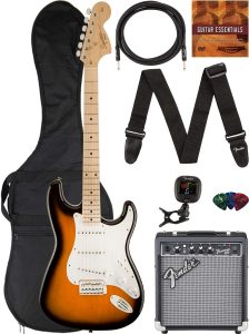 The Gorgeous Fender Squier Affinity Stratocaster Base Guitar  2Color Sunburst Bundle