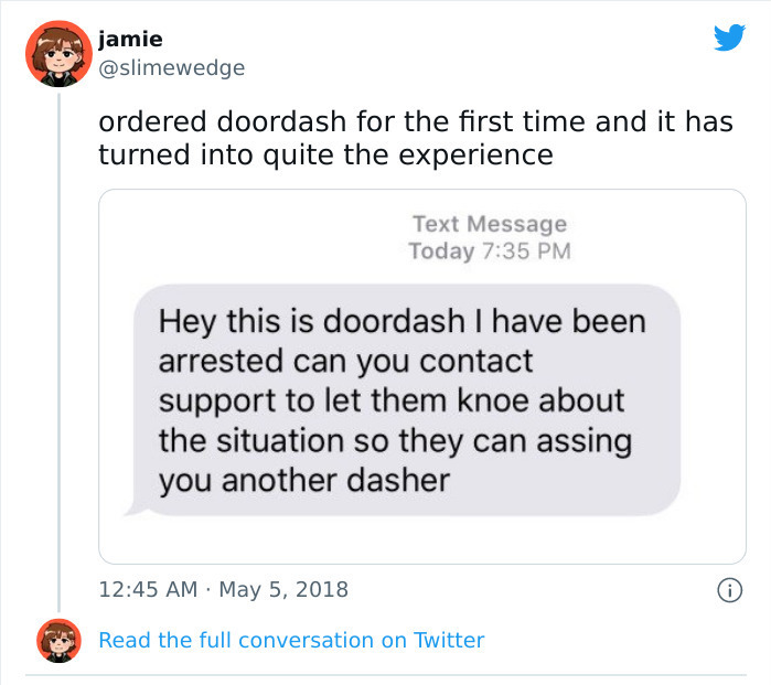 30 Hilariously Unhinged Text Conversations With Food Delivery Drivers