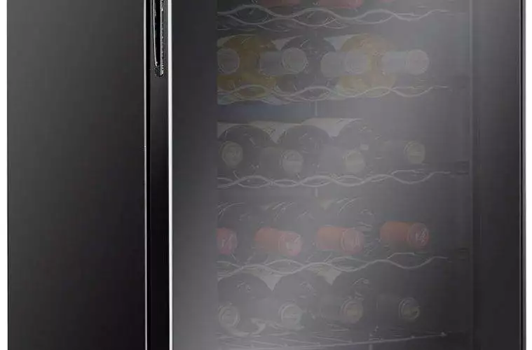 Ivation 28 Bottle Compressor Wine Cooler Refrigerator W/Lock | Large Freestanding Wine Cellar For Red, White, Champagne Or Sparkling Wine | 41F64F Digital Temperature Control Fridge Glass Door Black